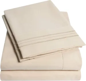 1500 Supreme Collection Extra Deep Pocket Sheets Set - Luxury Soft Bed Sheets, Wrinkle Free, Bedding, Over 40 Colors, 21 inch Extra Deep Pocket, Twin, Beige