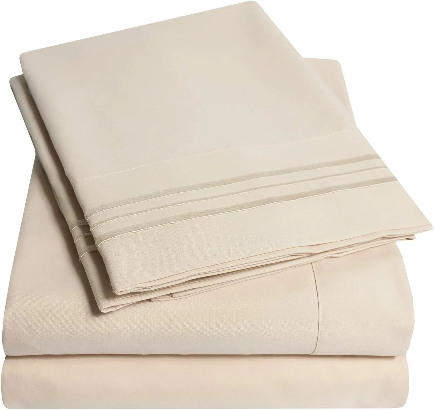 1500 Supreme Collection Extra Deep Pocket Sheets Set - Luxury Soft Bed Sheets, Wrinkle Free, Bedding, Over 40 Colors, 21 inch Extra Deep Pocket, Twin, Beige