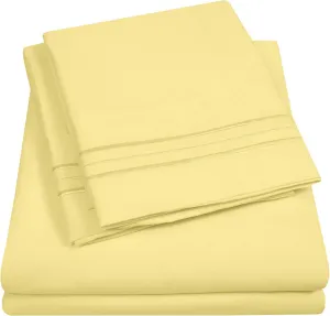 1500 Supreme Collection Extra Soft RV Queen Sheet Set, Pale Yellow- Luxury Bed Sheet Set with Deep Pocket Wrinkle Free Bed Sheets, RV Queen Size, Pale Yellow