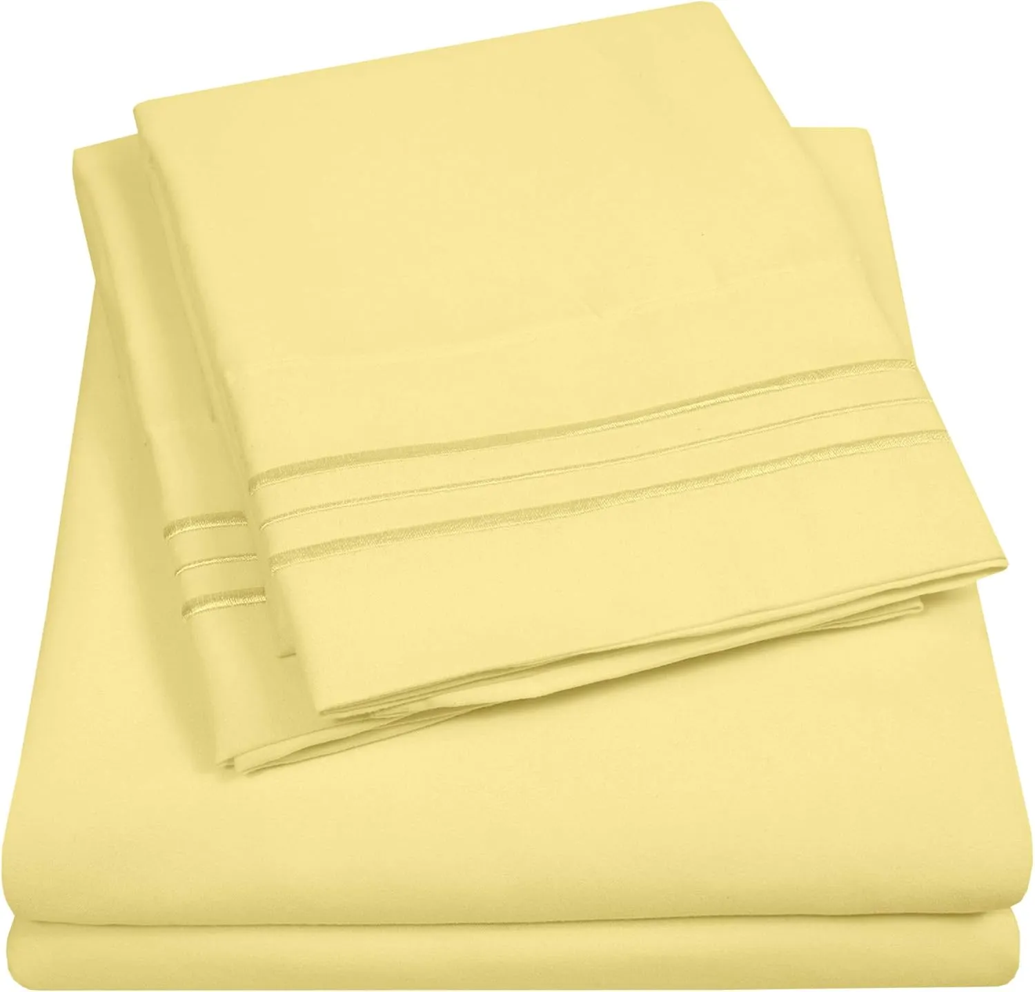 1500 Supreme Collection Extra Soft RV Queen Sheet Set, Pale Yellow- Luxury Bed Sheet Set with Deep Pocket Wrinkle Free Bed Sheets, RV Queen Size, Pale Yellow