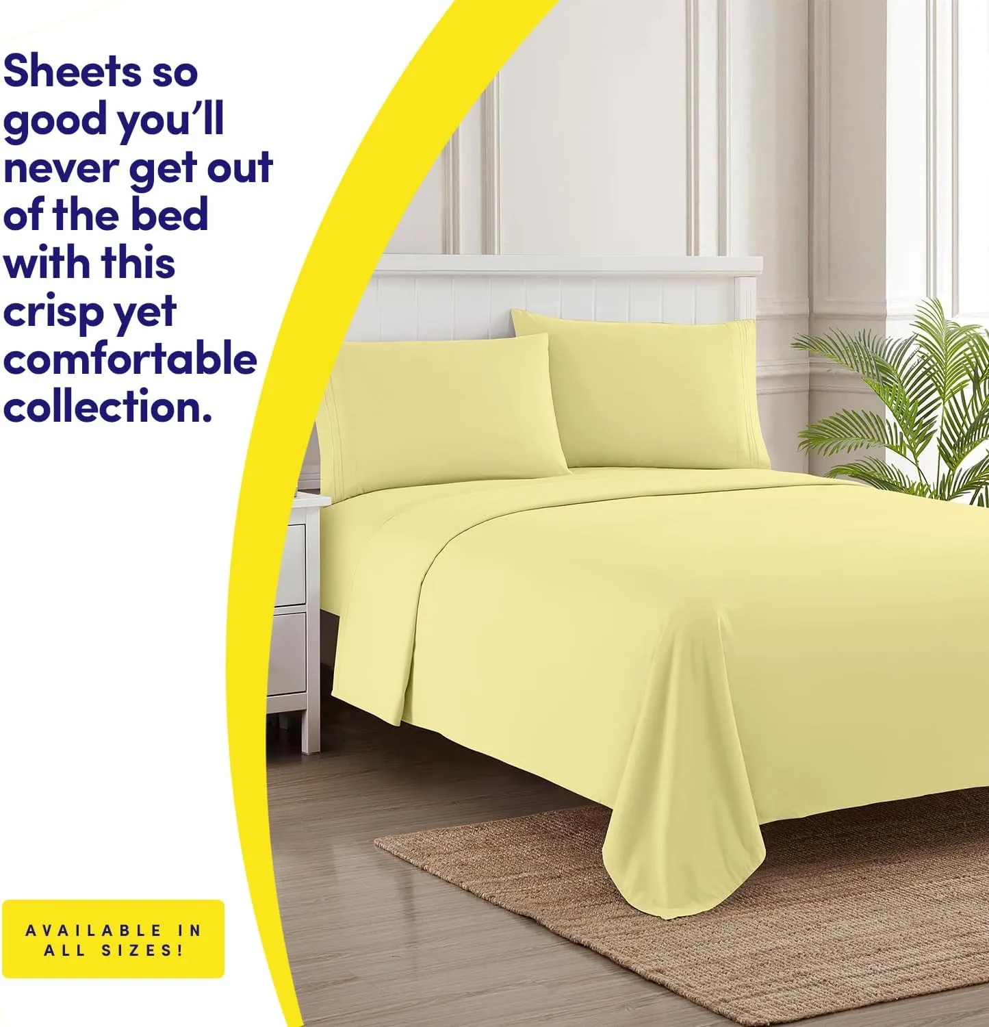 1500 Supreme Collection Extra Soft RV Queen Sheet Set, Pale Yellow- Luxury Bed Sheet Set with Deep Pocket Wrinkle Free Bed Sheets, RV Queen Size, Pale Yellow