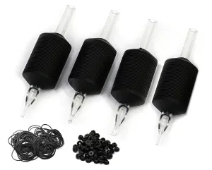 30mm (6/5" Inch) Ultra Premium Clear Disposable Tubes w/Black Soft Silicone Grip- 20 Pack, Closed Flat Tip (11FT)