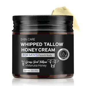 3PCS Whipped Beef Tallow Honey Face Cream Deep Moisturizing Skin Care for Men, Enhances Elasticity,Softness, Radiance Moisturizer