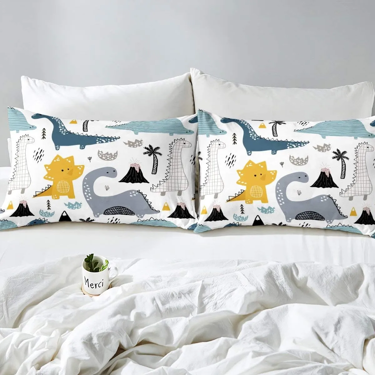 4 Pieces Dinosaur Sheet Set Lovely Animal Fitted Sheet Queen Size Kids Girls Kawaii Dinosaur Bed Sheets Set Dinosaur Sheets Deep Pocket   Child Son Animal World Theme Flat Sheet Decor 2 Pillow Shams