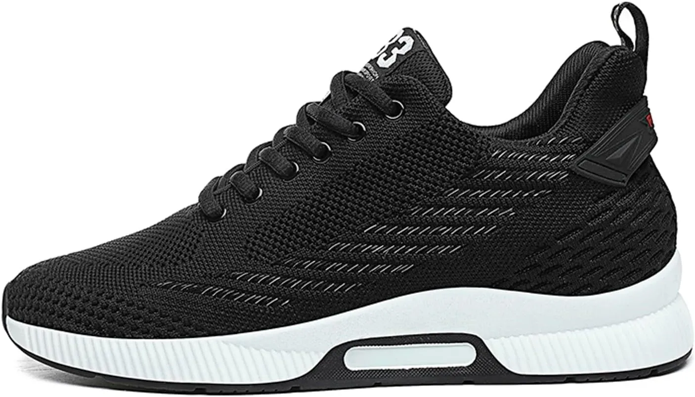 8cm Men's Elevator Shoes Men's Casual Mesh Trainers Lightweight Breathable Lace Up Sports Shoes with Hidden Lift Heel for Men Sneaker Boots Mens Zip