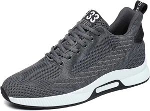 8cm Men's Elevator Shoes Men's Casual Mesh Trainers Lightweight Breathable Lace Up Sports Shoes with Hidden Lift Heel for Men Sneaker Boots Mens Zip
