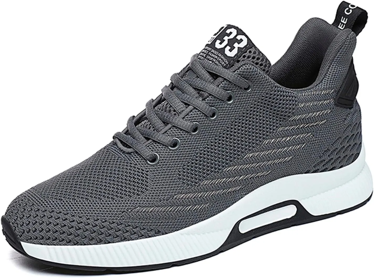 8cm Men's Elevator Shoes Men's Casual Mesh Trainers Lightweight Breathable Lace Up Sports Shoes with Hidden Lift Heel for Men Sneaker Boots Mens Zip