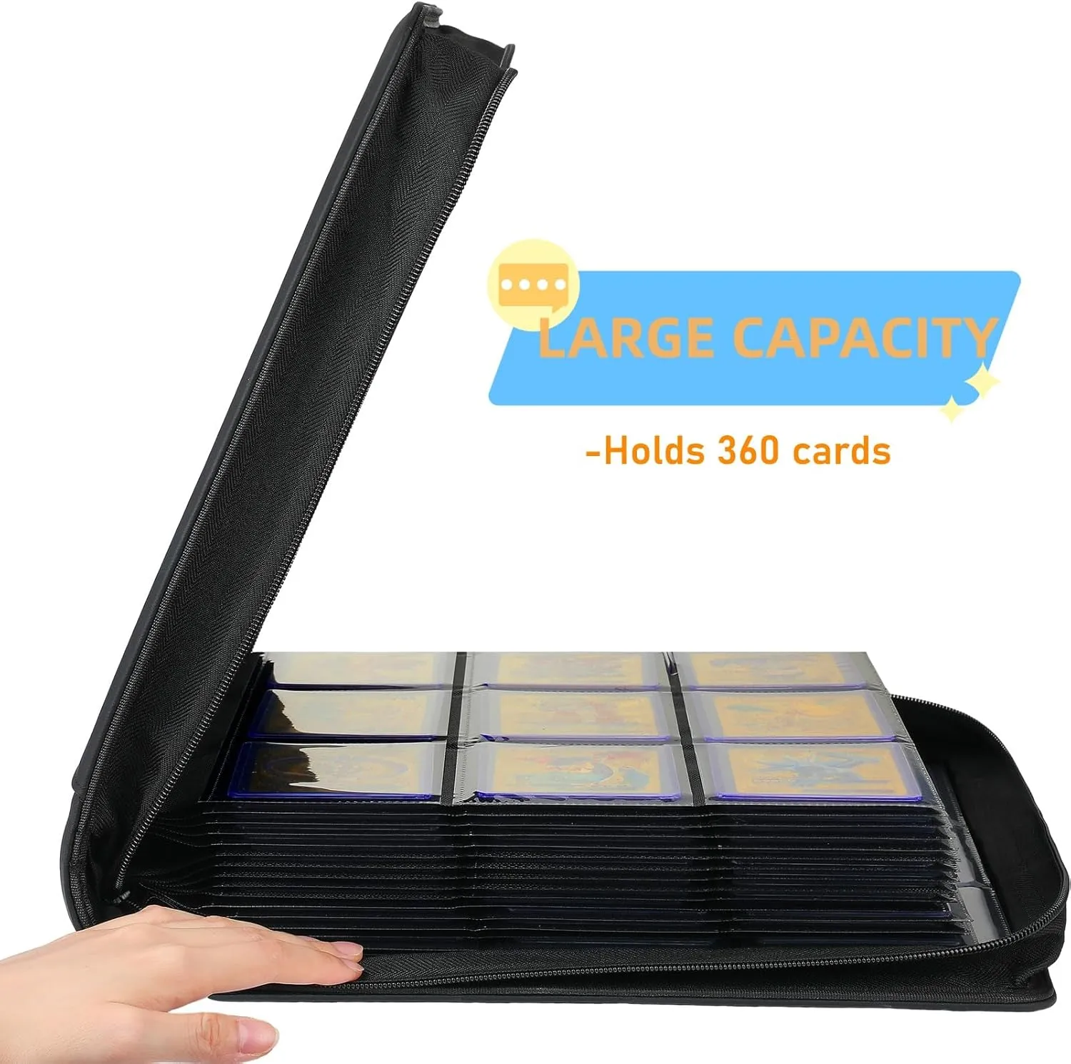 9-Pocket Trading Card Toploader Binder, Holds 360 3"x 4" 35PT Toploaders, Card Collection Albums with Sleeves for Sports Cards and Trading Card in 3 x 4" Rigid Card Holder-Grey