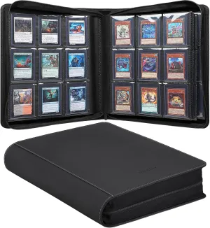9-Pocket Trading Card Toploader Binder, Holds 360 3"x 4" 35PT Toploaders, Card Collection Albums with Sleeves for Sports Cards and Trading Card in 3 x 4" Rigid Card Holder-Grey