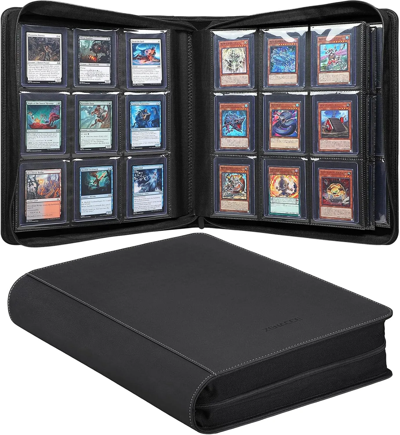 9-Pocket Trading Card Toploader Binder, Holds 360 3"x 4" 35PT Toploaders, Card Collection Albums with Sleeves for Sports Cards and Trading Card in 3 x 4" Rigid Card Holder-Grey