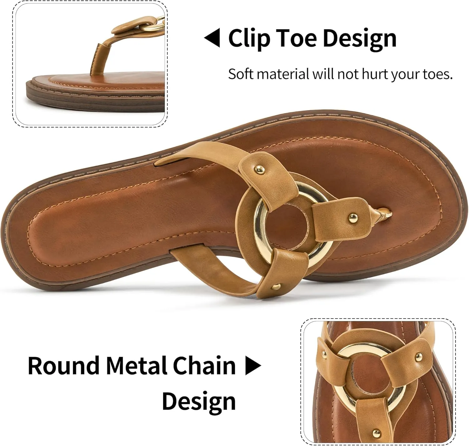 Ablanczoom Flats Sandals for Women Comfortable: Summer Beach Womens Flip Flops Dressy Vacation Slip On Thong Sandal Slides Shoes