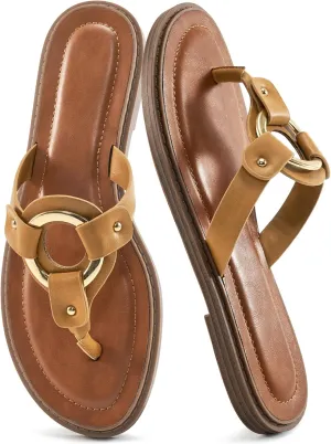 Ablanczoom Flats Sandals for Women Comfortable: Summer Beach Womens Flip Flops Dressy Vacation Slip On Thong Sandal Slides Shoes