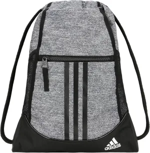 adidas Alliance Sackpack, Drawstring, Lightweight Small Gym Bag for Women, Soccer Backpack, Jersey Onix Grey/Black/White, One Size
