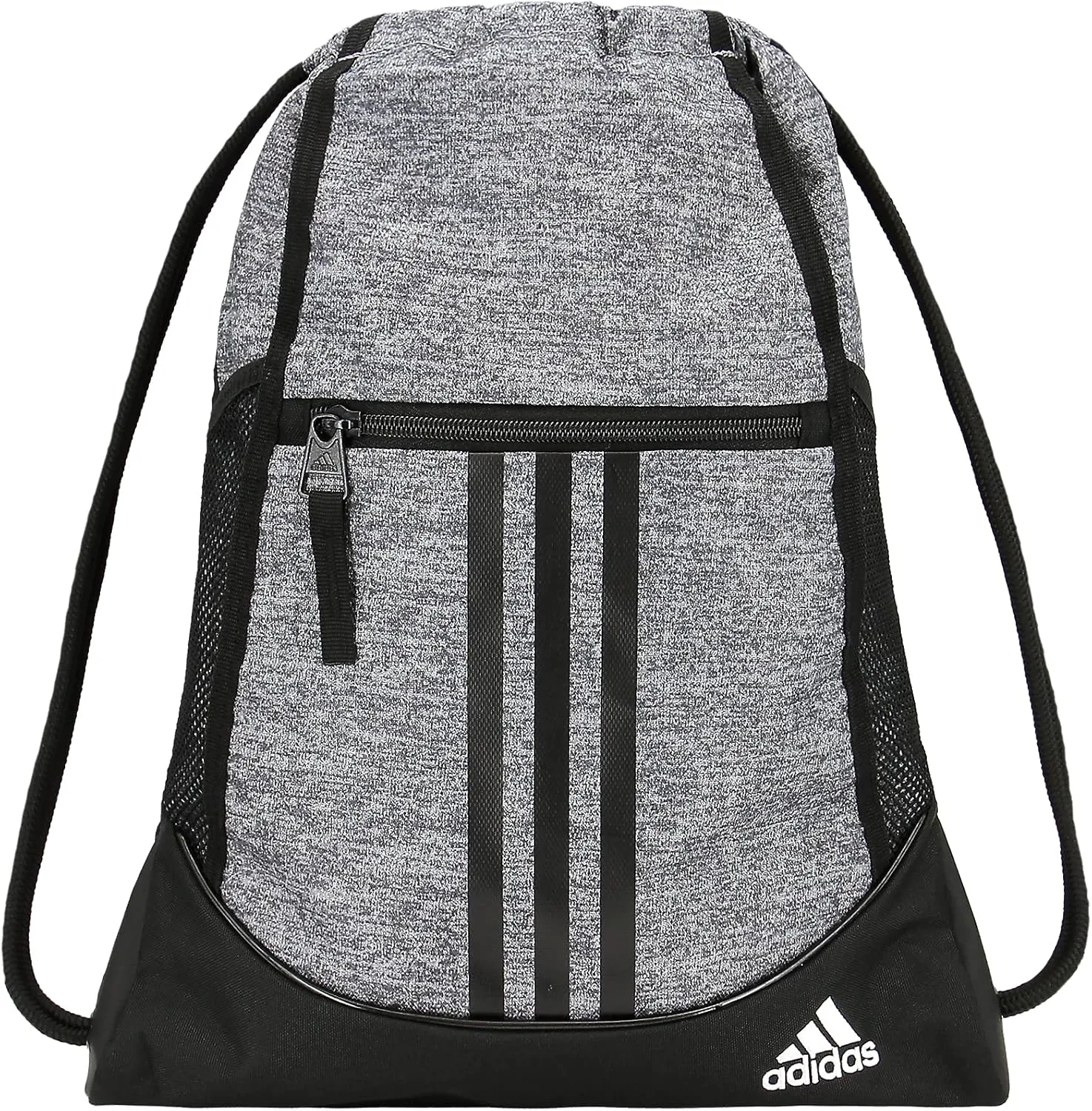 adidas Alliance Sackpack, Drawstring, Lightweight Small Gym Bag for Women, Soccer Backpack, Jersey Onix Grey/Black/White, One Size