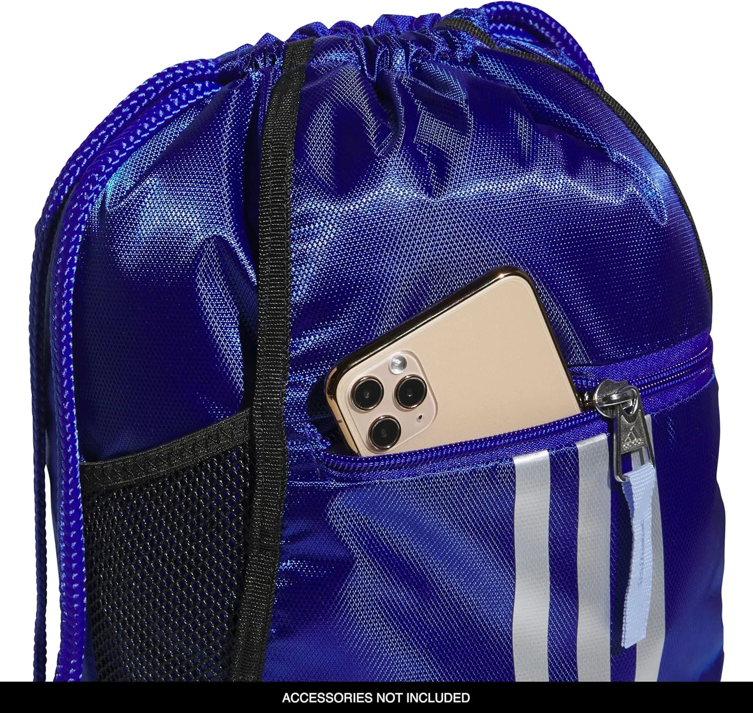 adidas Alliance Sackpack, Drawstring, Lightweight Small Gym Bag for Women, Soccer Backpack, Semi Lucid Blue/Silver Metallic/Blue Spark, One Size