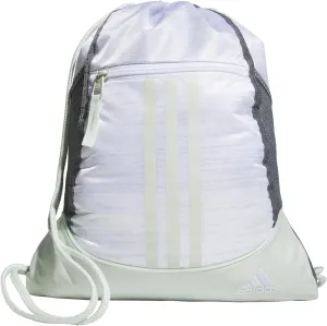 adidas Alliance Sackpack, Drawstring, Lightweight Small Gym Bag for Women, Soccer Backpack, Two Tone White-Clear Onix/Linen Green, One Size