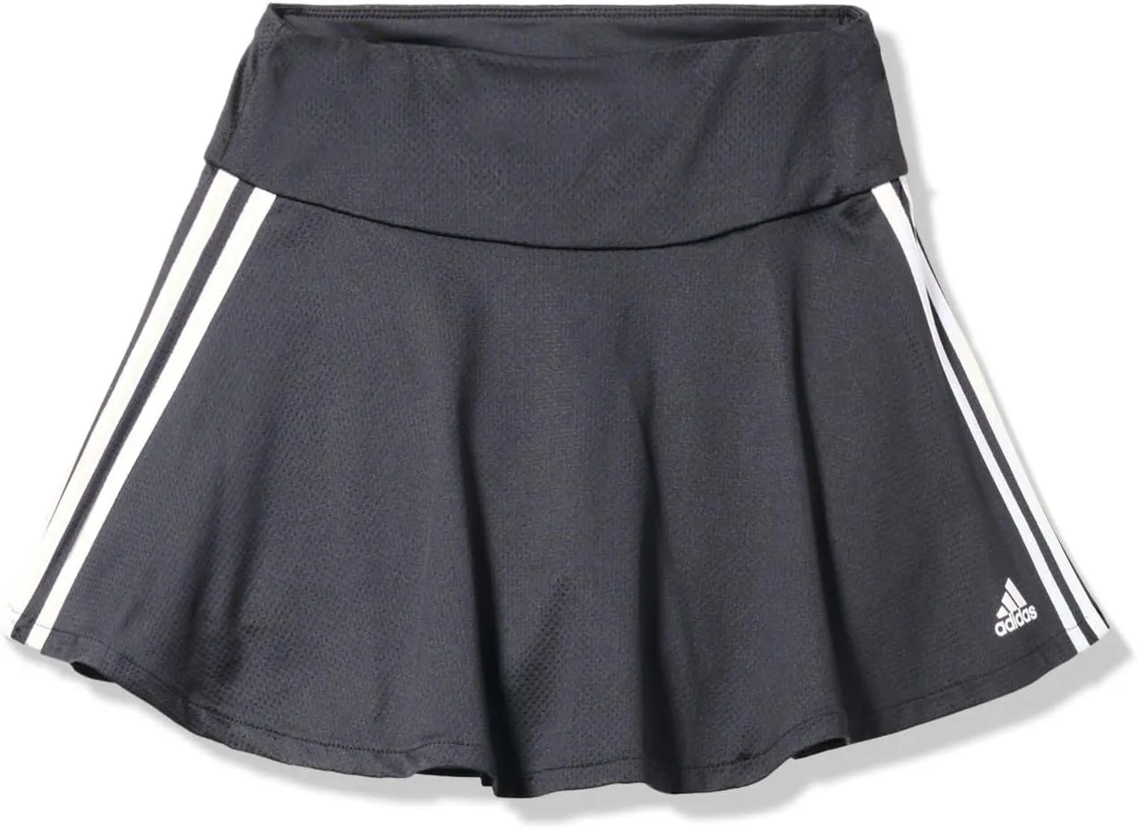 adidas Girls' 3-Stripe Flounce Knit Skorts Tennis Skirt, Black/White
