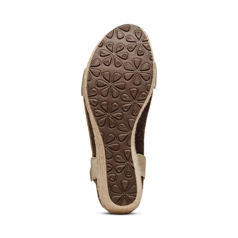 Aetrex Champagne Sydney Quarter Strap Espadrille Women's Wedge EW751
