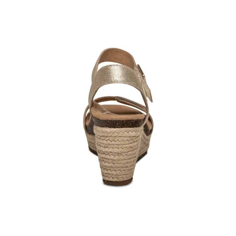 Aetrex Champagne Sydney Quarter Strap Espadrille Women's Wedge EW751
