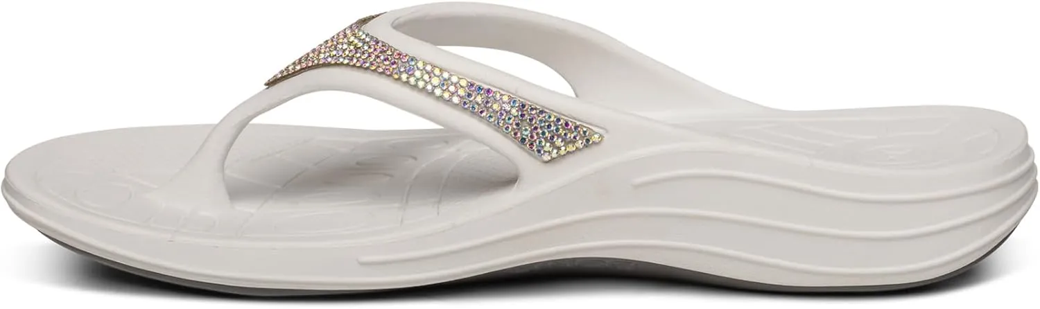 Aetrex Women's Fiji Orthopedic Arch Support Flip Flops - Water-Friendly Metatarsal Soft Toe Post Flip Flops Sandals