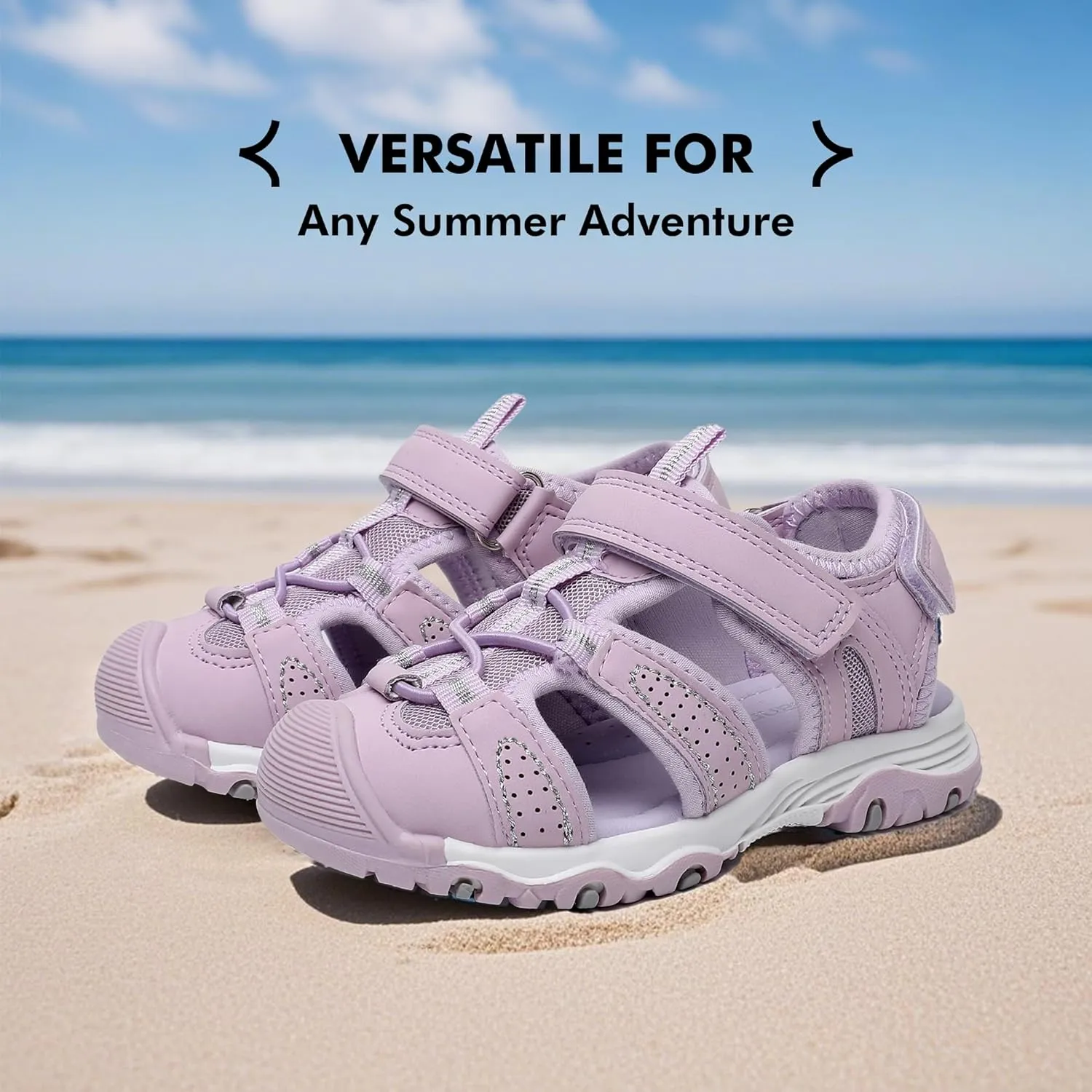 Ahannie Toddler Sandals Boys Girls Sandals – Kids Closed Toe Water Sport Outdoor Summer Beach Shoes with Hook Loop