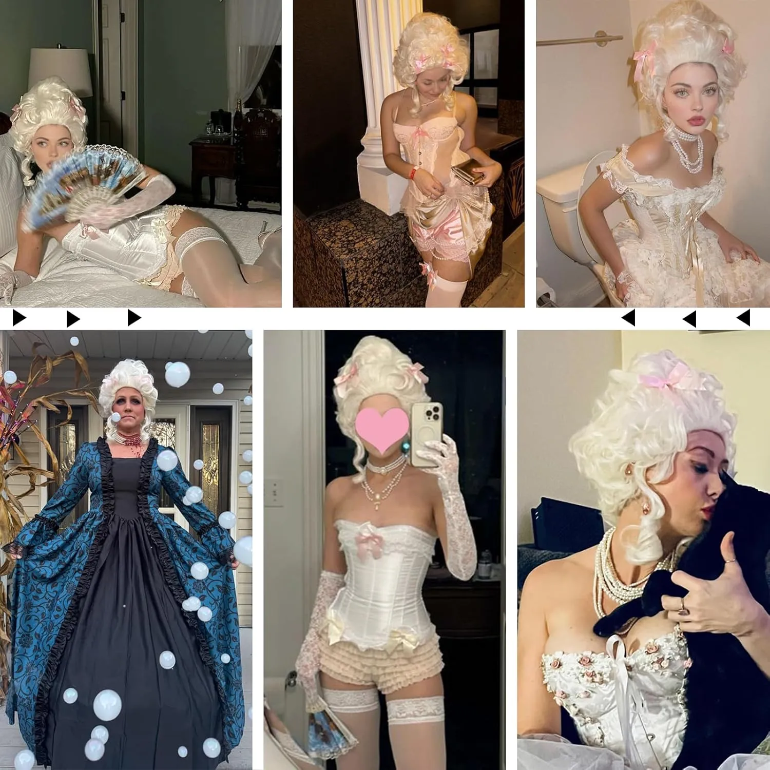 Aicos Ladies 18th Century White Blonde Curly Costume Wig Updo Halloween Cosplay Wig Adult Women, Victorian Dress Costume Wig