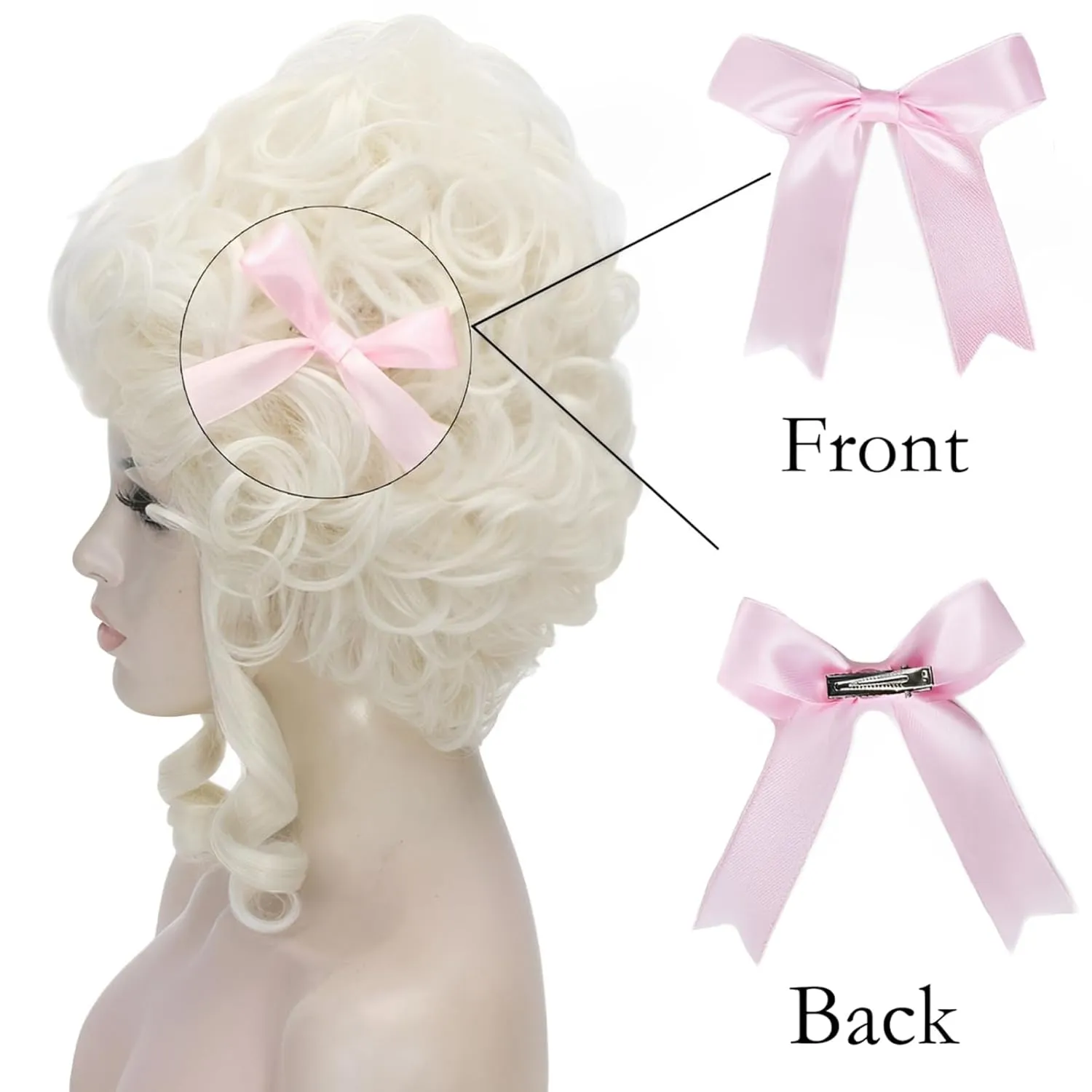 Aicos Ladies 18th Century White Blonde Curly Costume Wig Updo Halloween Cosplay Wig Adult Women, Victorian Dress Costume Wig
