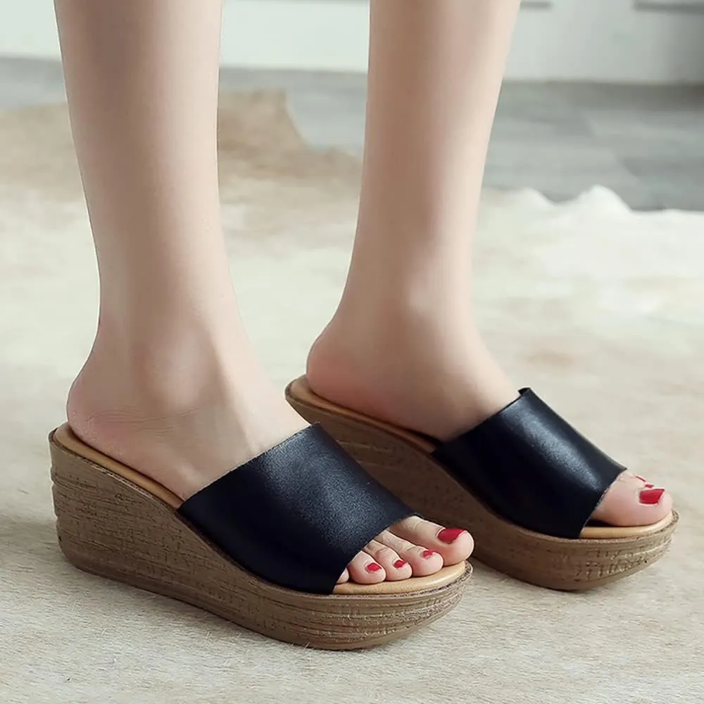 ailishabroy Women Slip on Espadrille Sandals Wedges Slides Sandals Flatform Open Toe