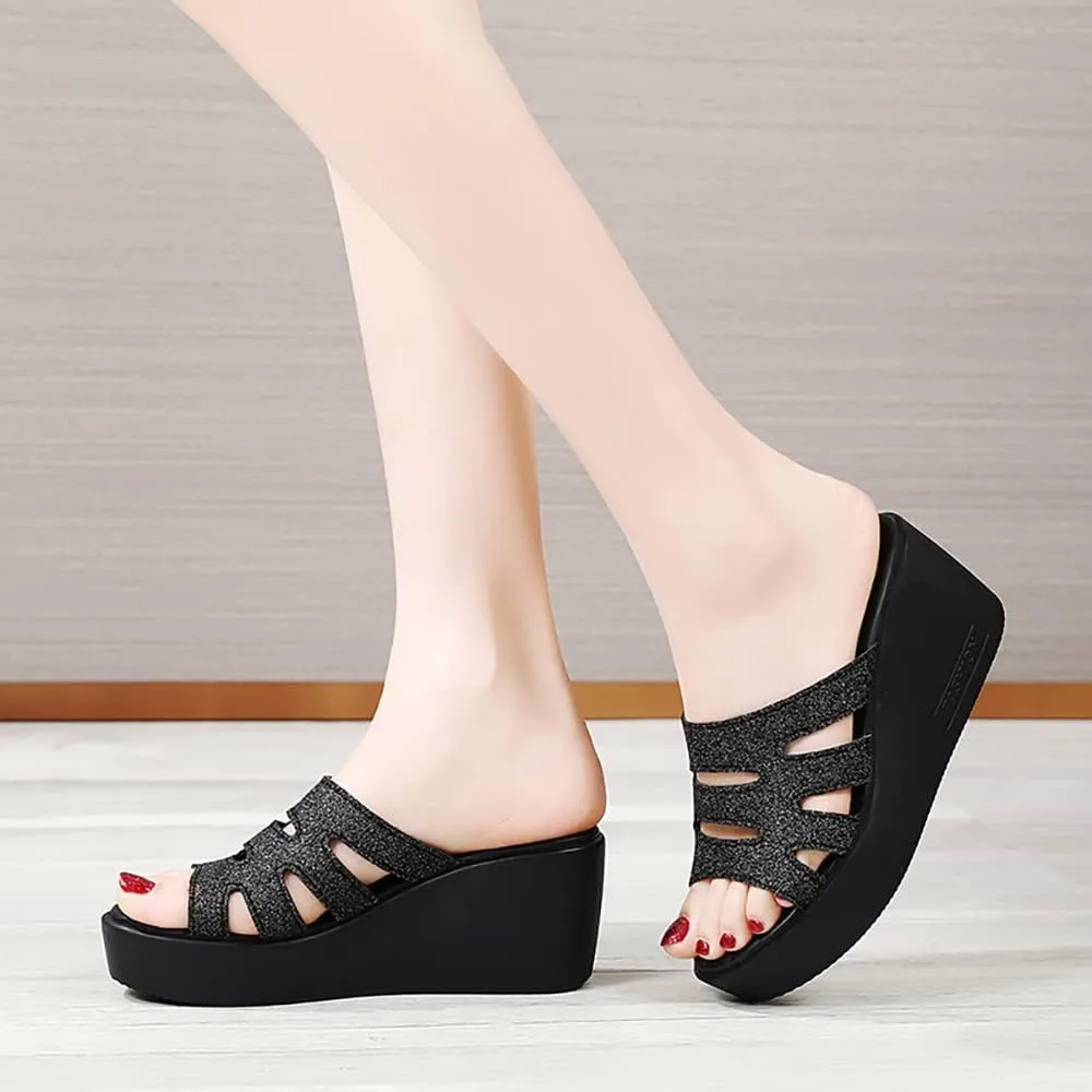 ailishabroy Women Slip on Espadrille Sandals Wedges Slides Sandals Flatform Open Toe
