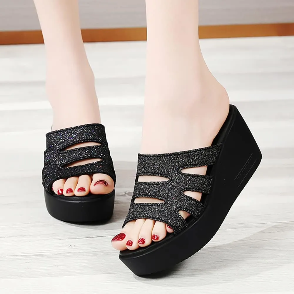ailishabroy Women Slip on Espadrille Sandals Wedges Slides Sandals Flatform Open Toe