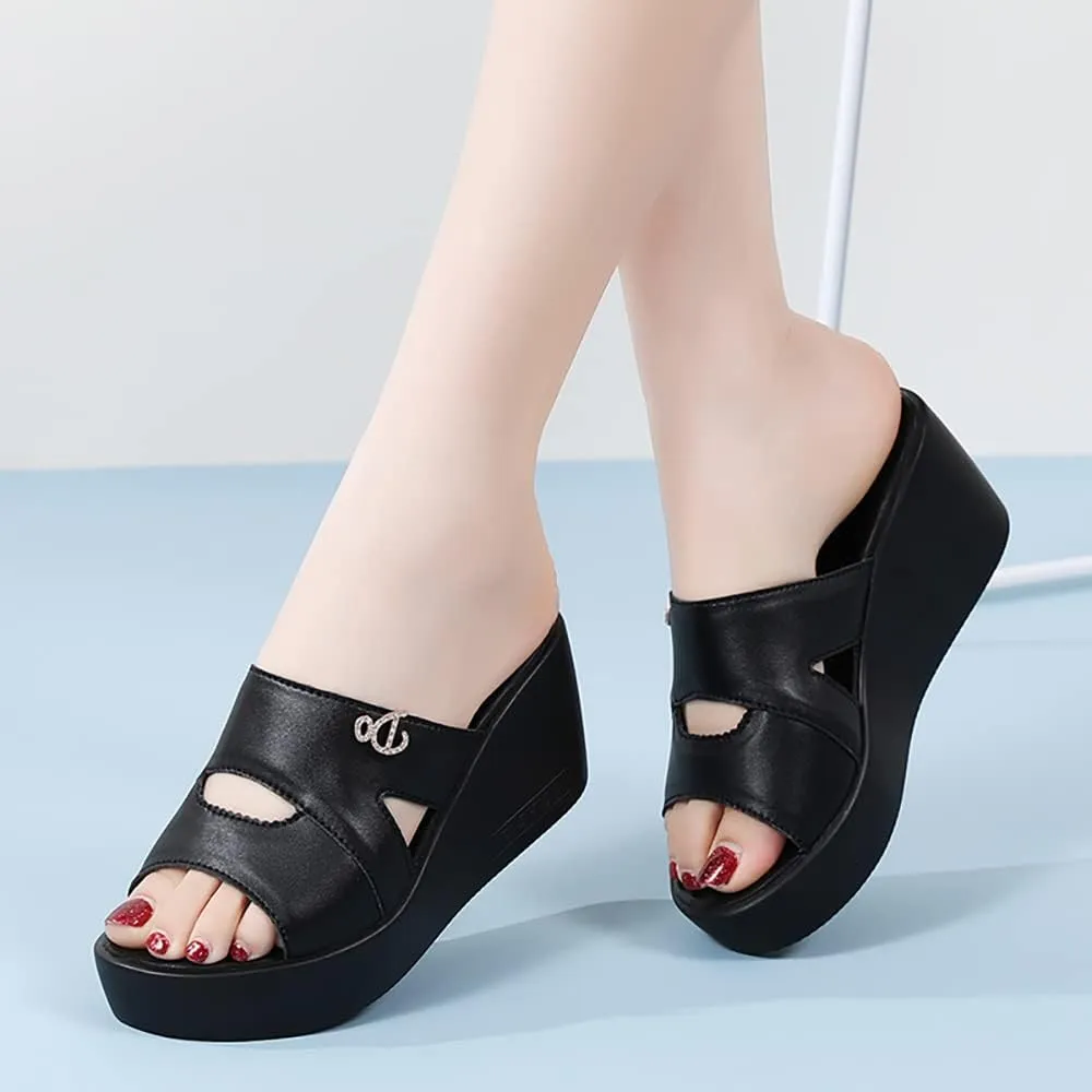 ailishabroy Women Slip on Espadrille Sandals Wedges Slides Sandals Flatform Open Toe