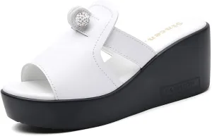 ailishabroy Women Slip on Espadrille Sandals Wedges Slides Sandals Flatform Open Toe