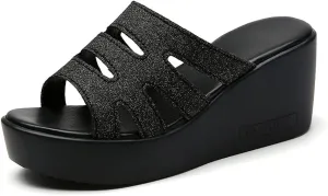 ailishabroy Women Slip on Espadrille Sandals Wedges Slides Sandals Flatform Open Toe