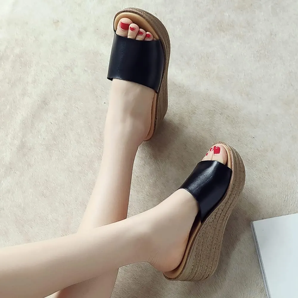 ailishabroy Women Slip on Espadrille Sandals Wedges Slides Sandals Flatform Open Toe