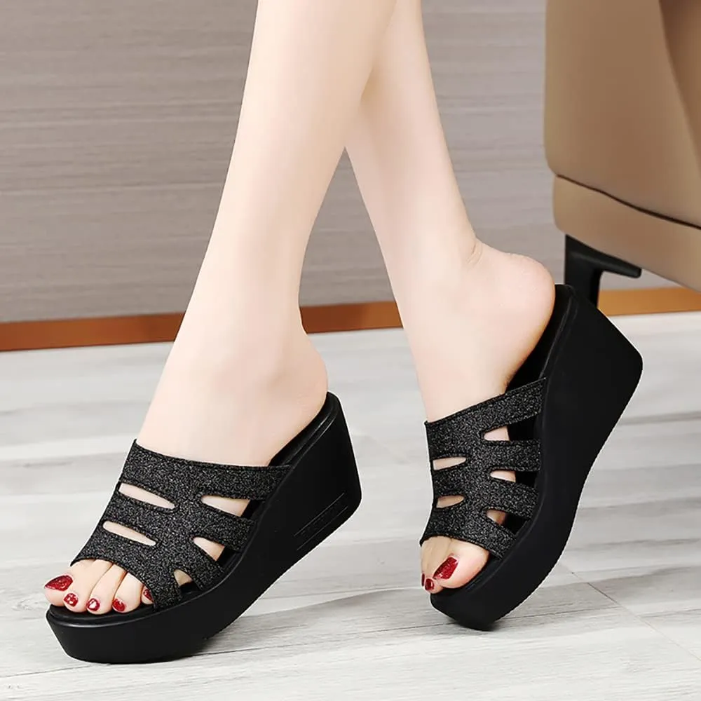 ailishabroy Women Slip on Espadrille Sandals Wedges Slides Sandals Flatform Open Toe