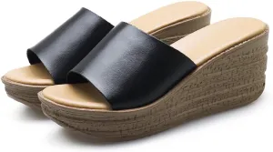 ailishabroy Women Slip on Espadrille Sandals Wedges Slides Sandals Flatform Open Toe