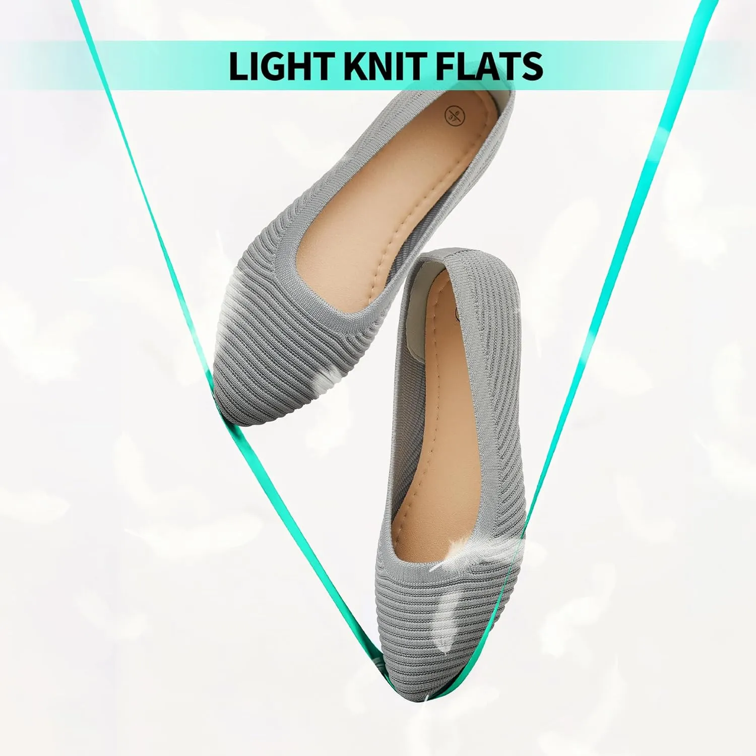 ALTOCIS Womens Knit Ballet Flats Ladies Comfortable Pointed-Toe Dressy Shoes Casual Soft Flat Shoes Ballerina Walking Flats Shoes