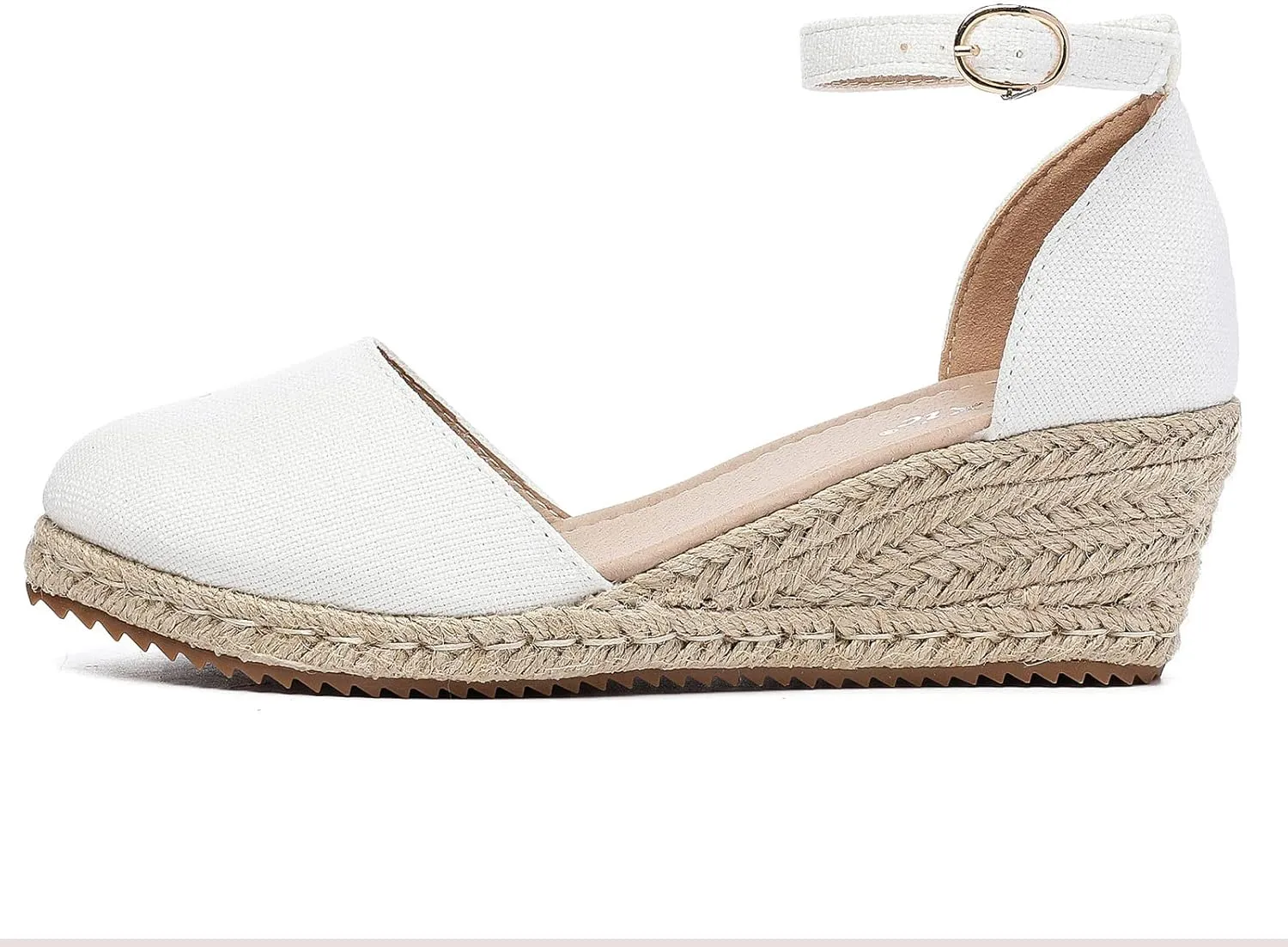 Altxic Women's Closed Toe Canvas Ankle Strap Espadrilles Wedge Sandals