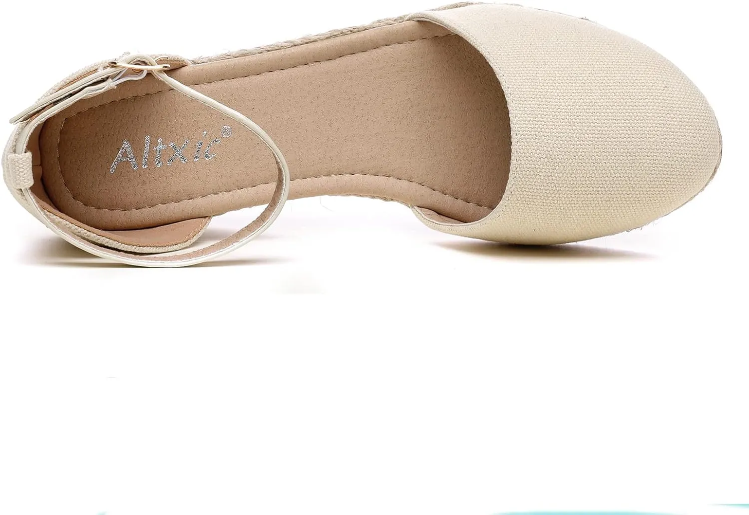 Altxic Women's Closed Toe Canvas Ankle Strap Espadrilles Wedge Sandals