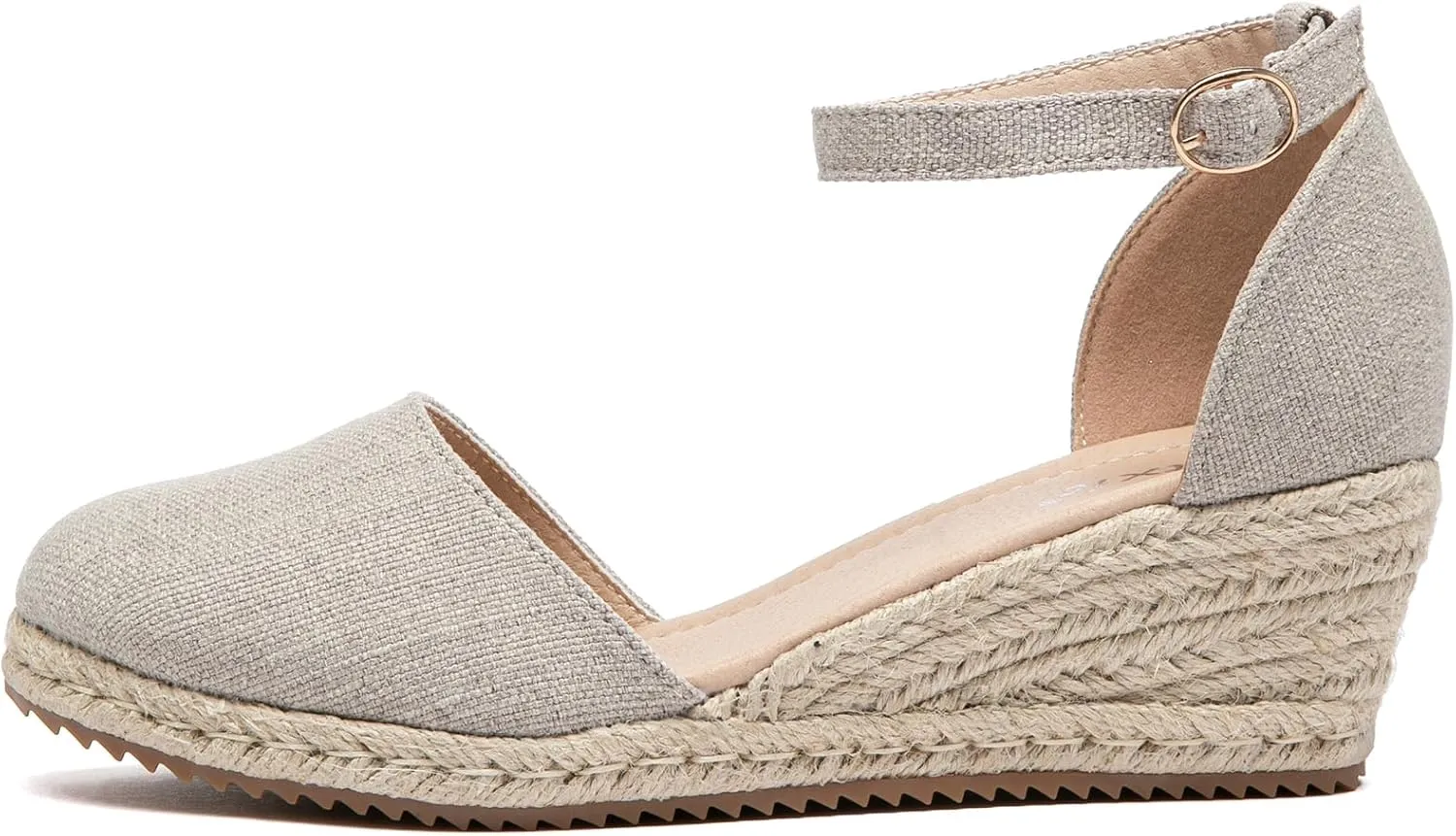 Altxic Women's Closed Toe Canvas Ankle Strap Espadrilles Wedge Sandals