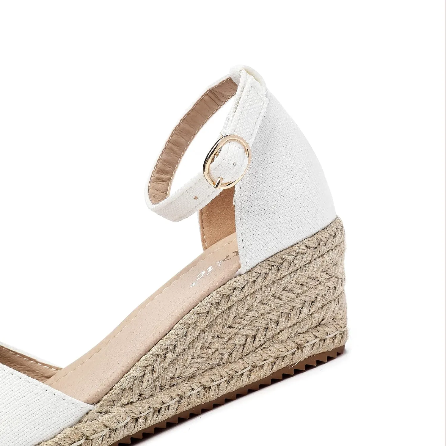 Altxic Women's Closed Toe Canvas Ankle Strap Espadrilles Wedge Sandals