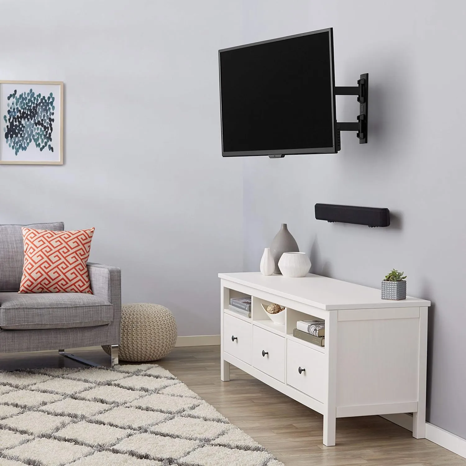 Amazon Basics Full Motion Articulating TV Monitor Wall Mount for 26" to 55" TVs and Flat Panels up to 80 Lbs, Black