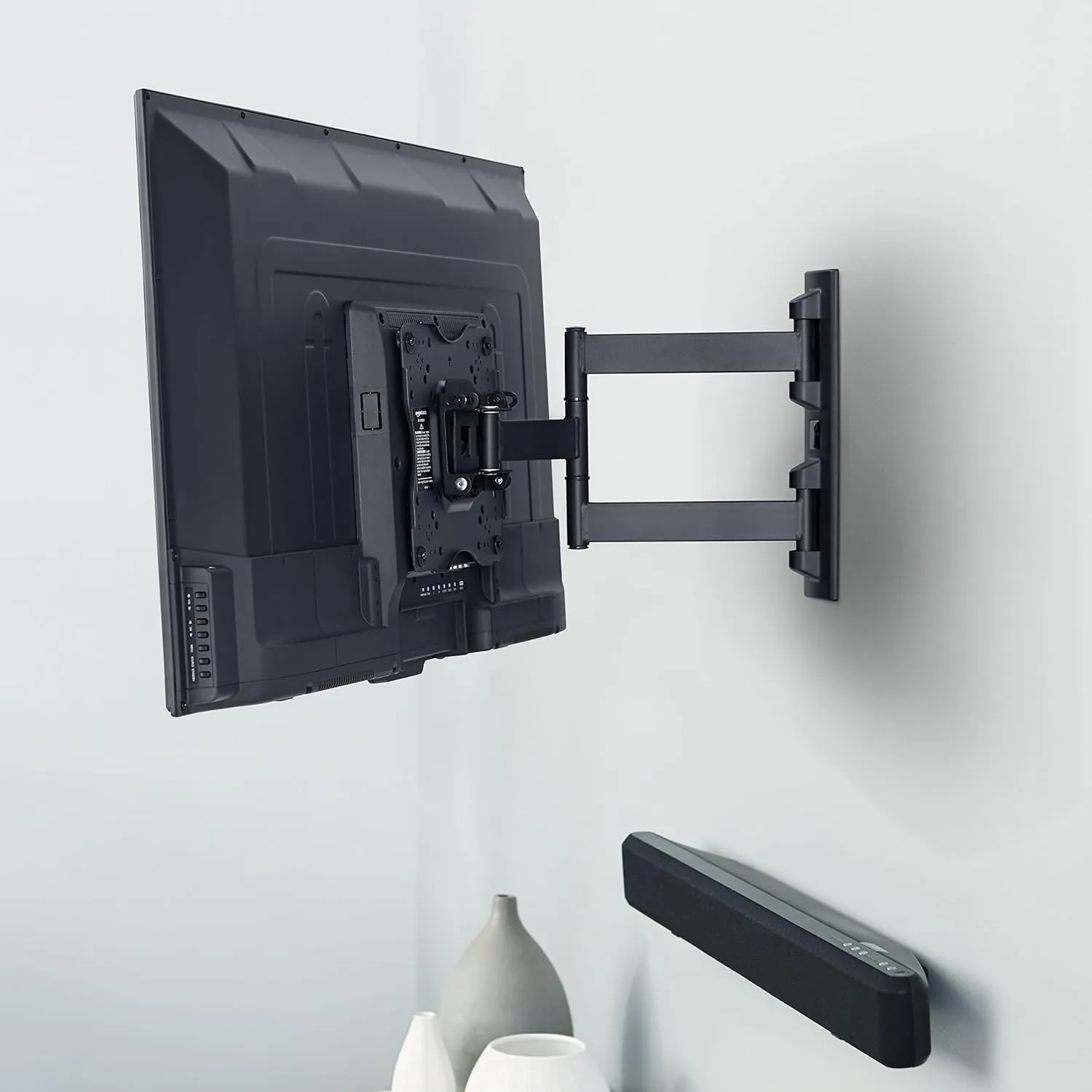 Amazon Basics Full Motion Articulating TV Monitor Wall Mount for 26" to 55" TVs and Flat Panels up to 80 Lbs, Black