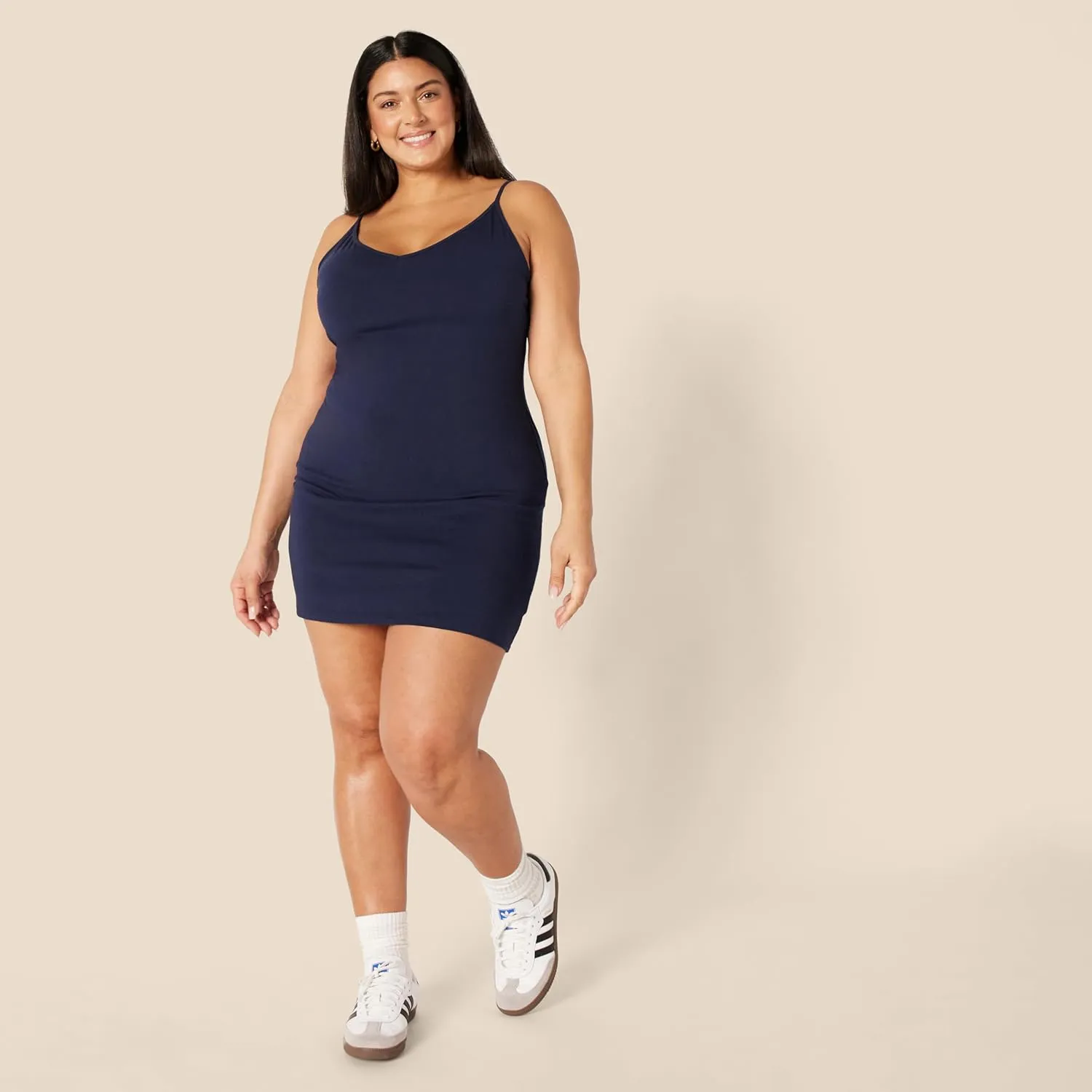 Amazon Essentials Women's Slim Fit Cotton Layering Slip Dress, Pack of 2