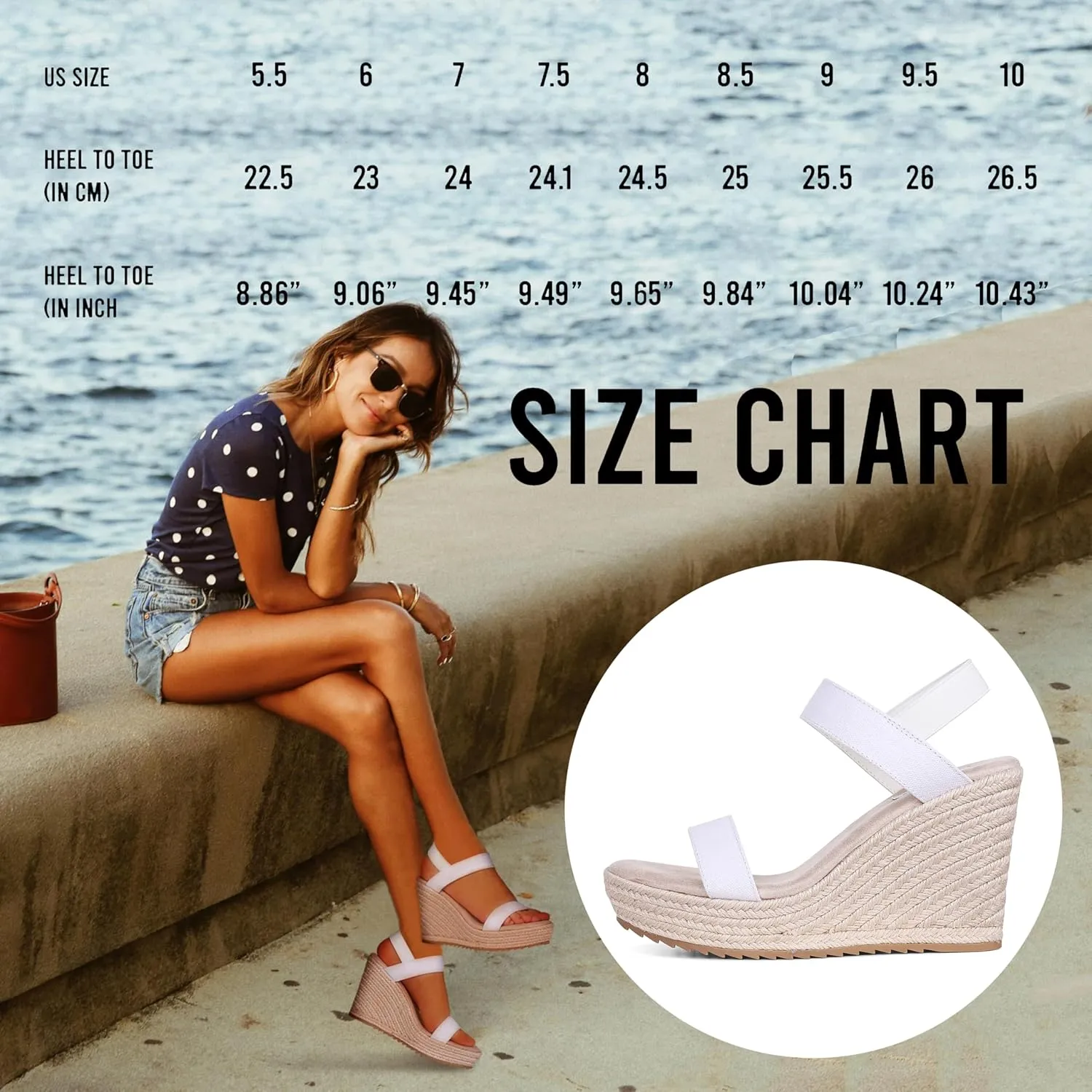 AMINUGAL Espadrille Sandals for Women - Dressy Summer Espadrilles Wedges with High Heels - Comfortable & Casual