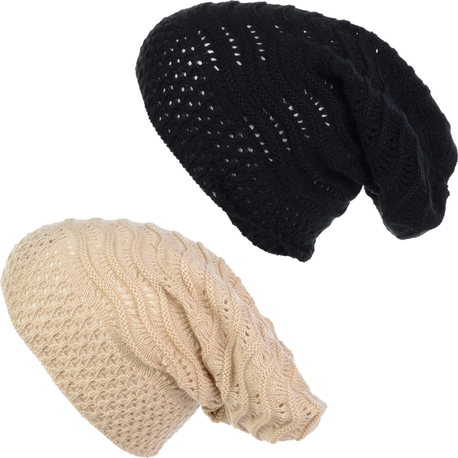 an Adult Slouchy Beanie Hat Open Weave Crochet Mesh Light Fashion Baggy Cap