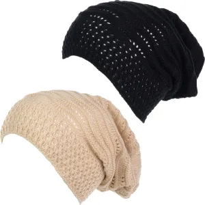 an Adult Slouchy Beanie Hat Open Weave Crochet Mesh Light Fashion Baggy Cap