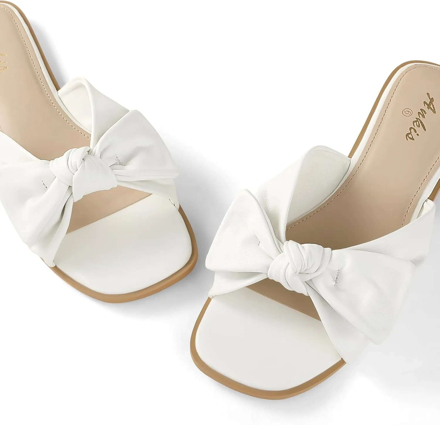 Ankis Womens Black White Flat Sandals for Women Dressy Comfortable Summer Beach Sandals for Women 2025 Cute Bow Square Open Toe Slide Sandals