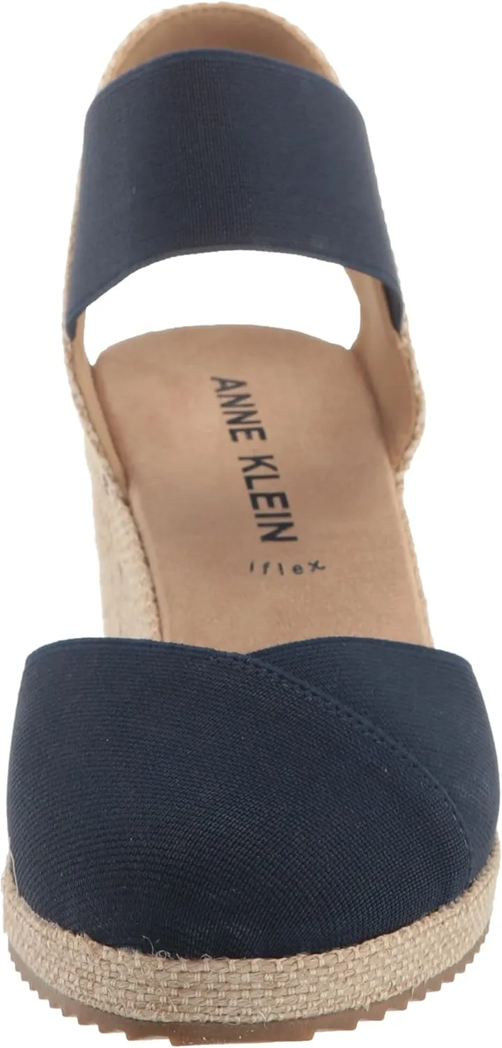 Anne Klein Womens Zoey Canvas Ankle Strap Espadrille Heels