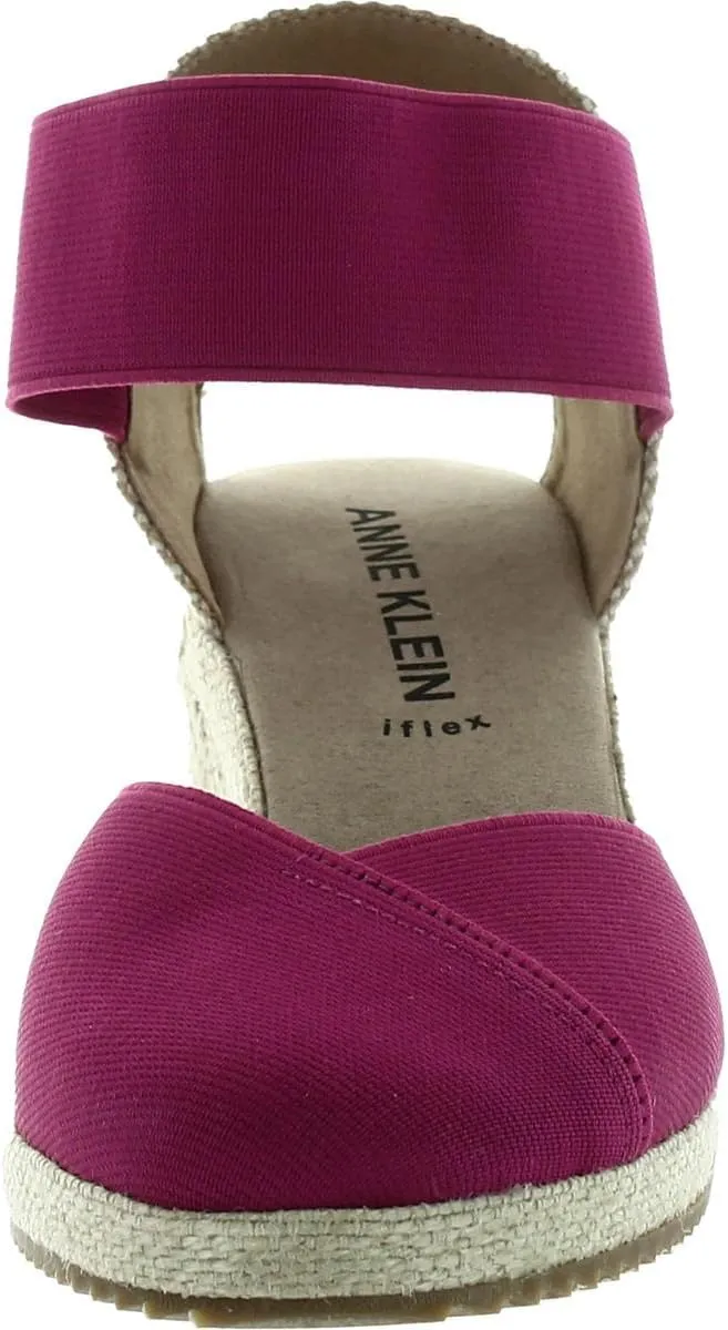 Anne Klein Womens Zoey Canvas Ankle Strap Espadrille Heels